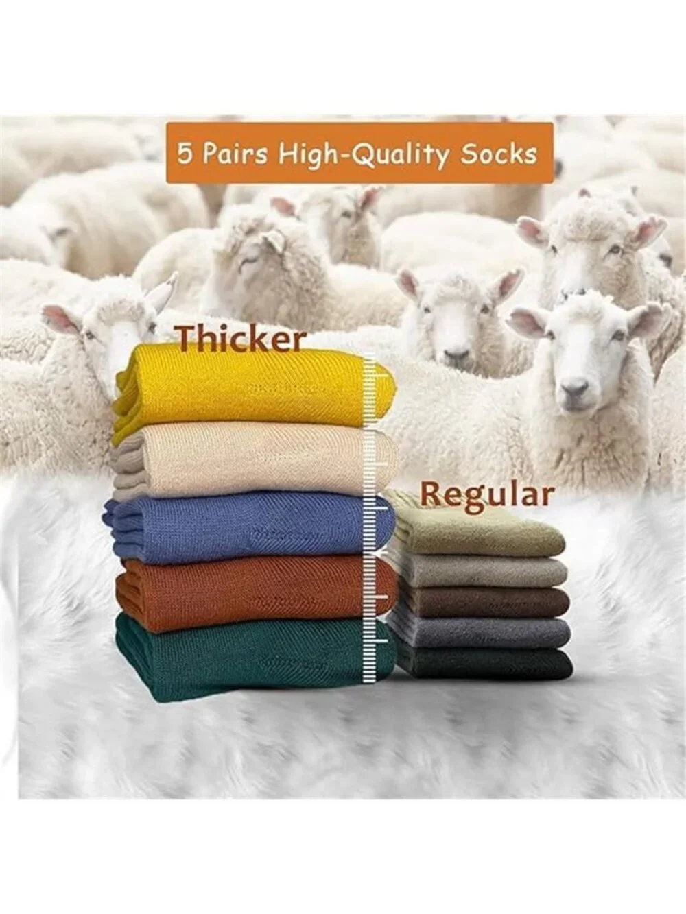 Thermal Wool Socks Womens Winter Boot Socks Thick Warm Cozy Fuzzy 5 Pack